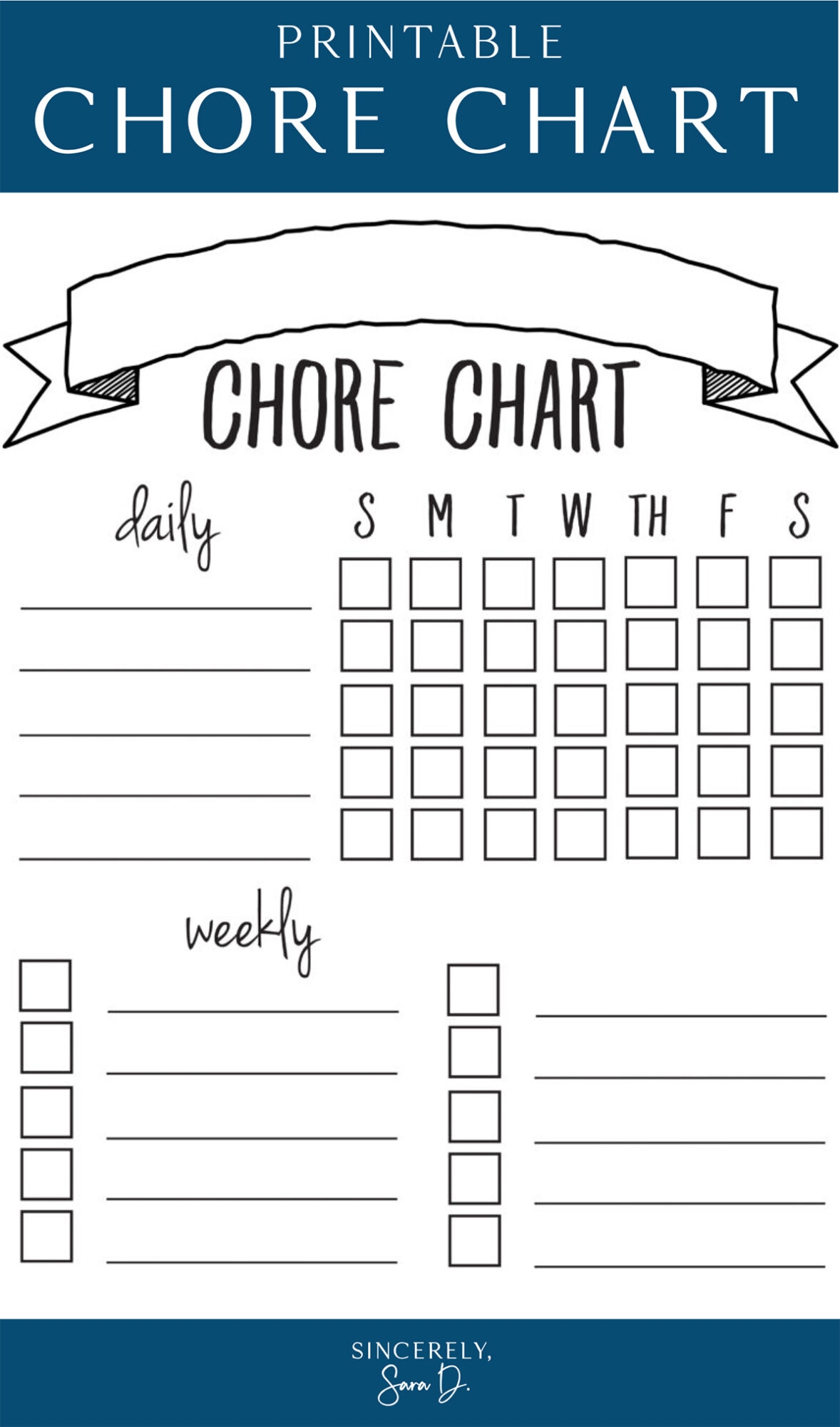 Free Printable Chore Chart PDF Template For Kids