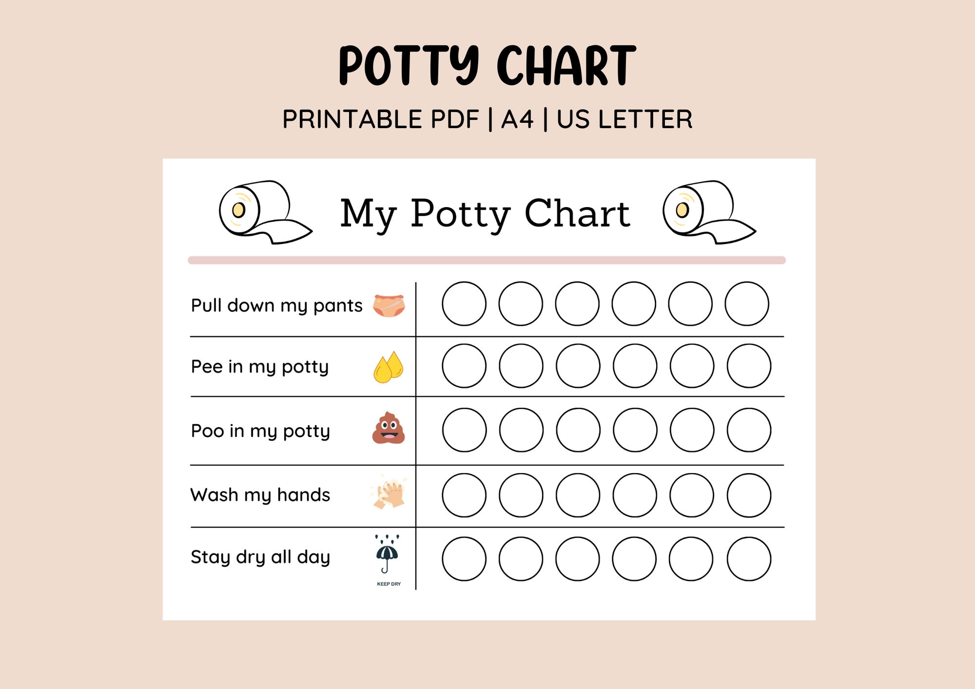 Printable Cute Potty Training Chart Sticker Chart Printable Reward Chart Toilet Training Kids Reward Chart Digital Template Etsy New Zealand