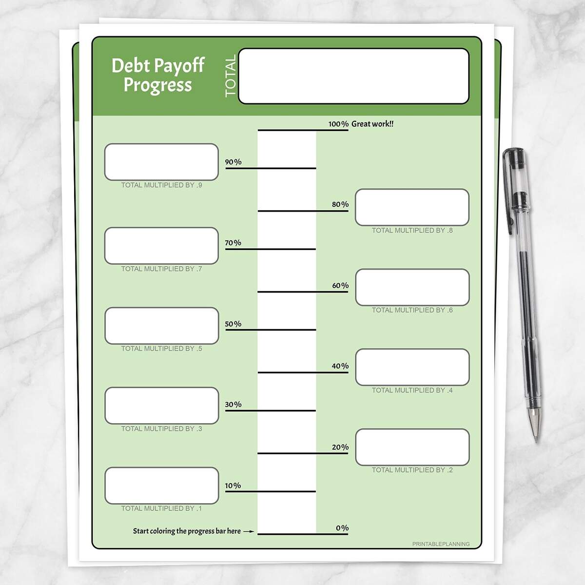 Printable Debt Payoff Progress Bar Green Chart For Paying Off Debt Becoming Debt Free Worksheet Instant Download Etsy