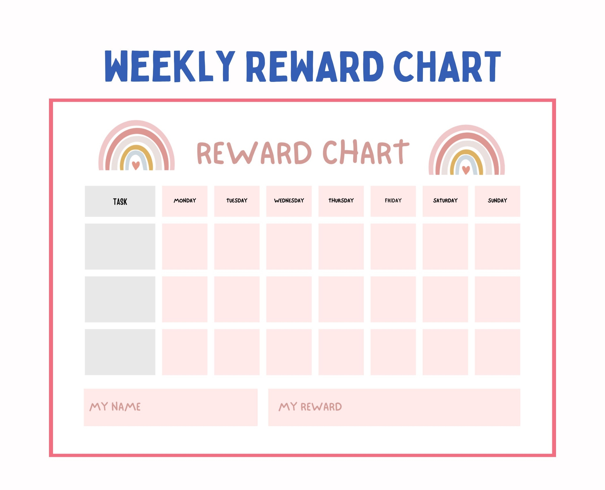 22 Printable Reward Charts For Kids PDF Excel Word
