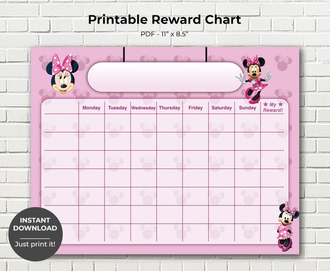 Printable Minnie Mouse Reward Chart Potty Training Chart Children S Sticker Chart Toddler Reward Chart INSTANT DOWNLOAD Etsy