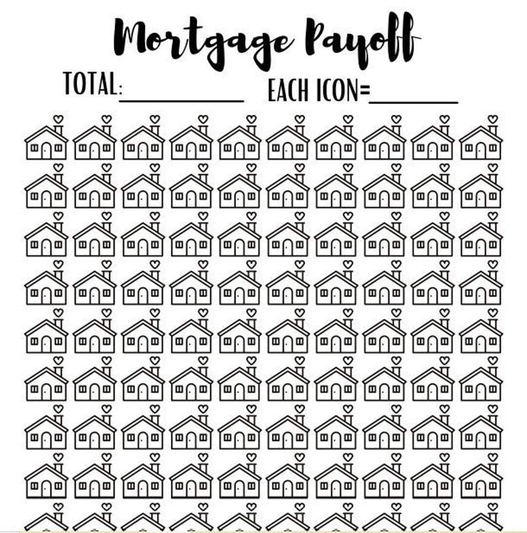Mortgage Payoff Tracker Printable Debt Free House Chart Home Payoff Tracker Motivation Tracker Progress Chart Instant Download Etsy