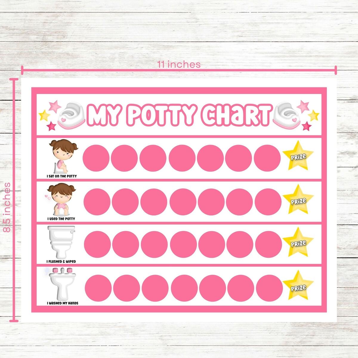 Printable Potty Training Chart Girl Potty Chart Potty Training Sticker Chart Potty Training Reward Chart Toddler Reward Chart Etsy