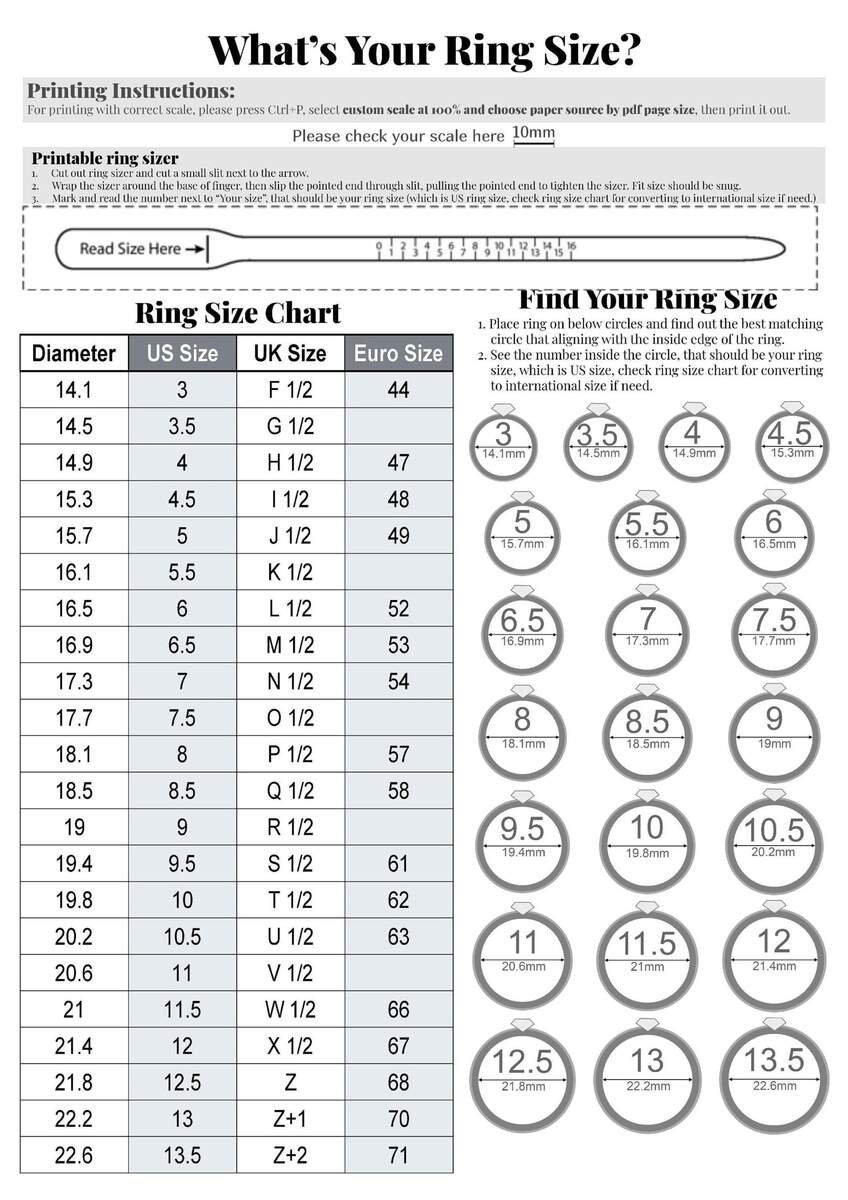 Free Printable Ring Actual Size Ring Sizer Printable Ring How To Measure Your Ring Size Online