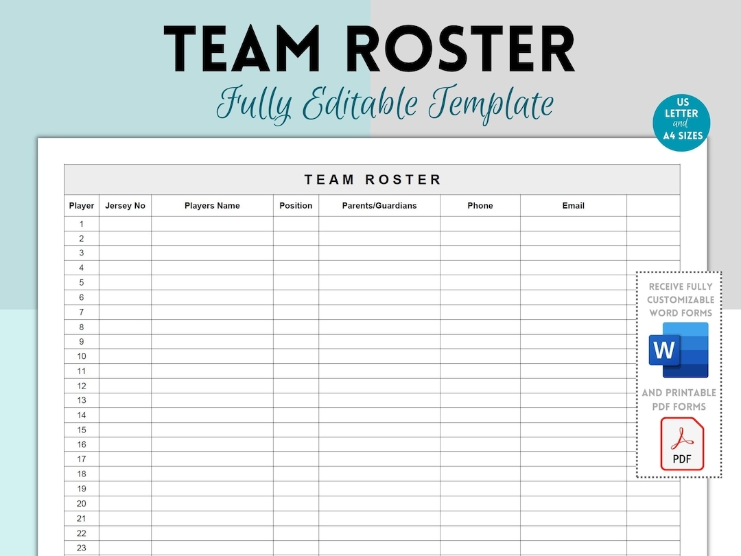 Editable Basketball Team Roster Card Pdf Printable