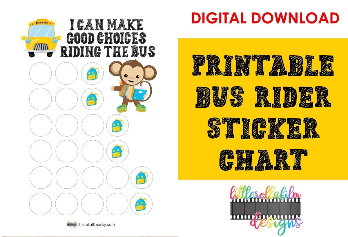 Printable Sticker Chart Bus Riding Chart Kids Chart Student Chart Behavioral Chart Bus Behavior School Bus Chart Sped Chart Etsy