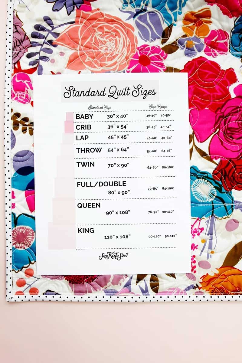 Standard Quilt Sizes Chart And Printable See Kate Sew