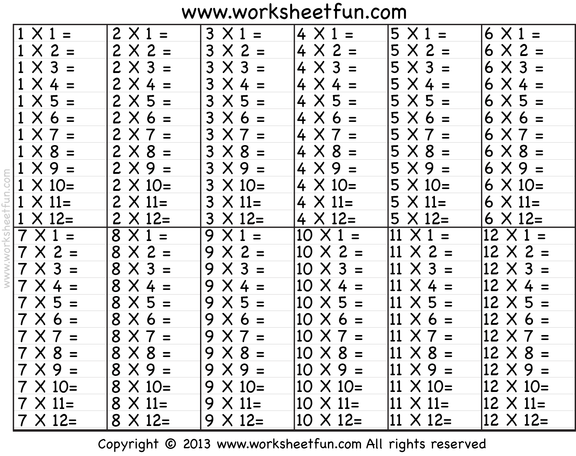 Times Table 2 12 Worksheets 1 2 3 4 5 6 7 8 9 10 11 12 13 14 15 16 17 18 19 And 20 FREE Printable Worksheets Worksheetfun Multiplication Table Printable Paper Trail Design