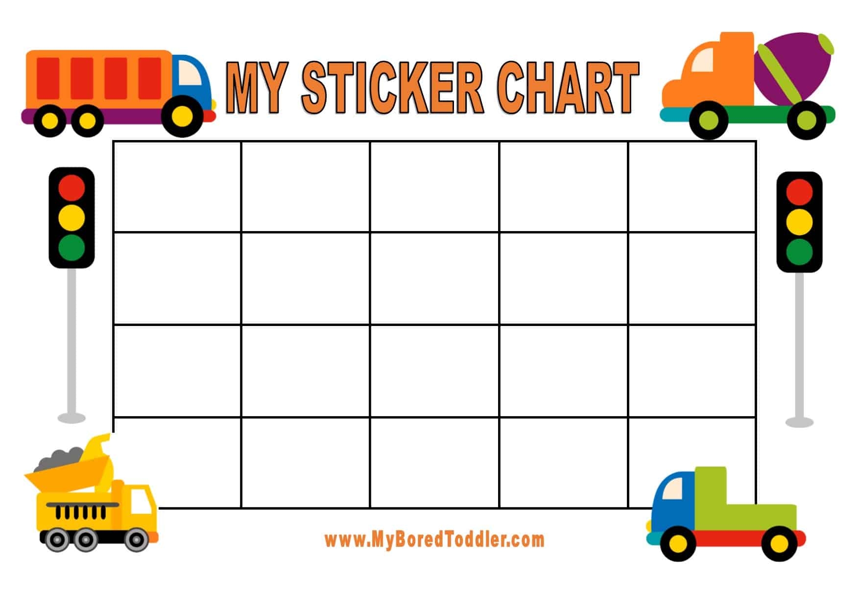 Truck Printable Reward Chart My Bored Toddler Reward Chart For Kids Free Printable Template Mosh