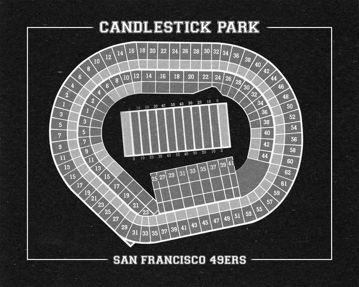 Vintage Candlestick Park Seating Chart Print San Francisco 49ers Etsy Finland