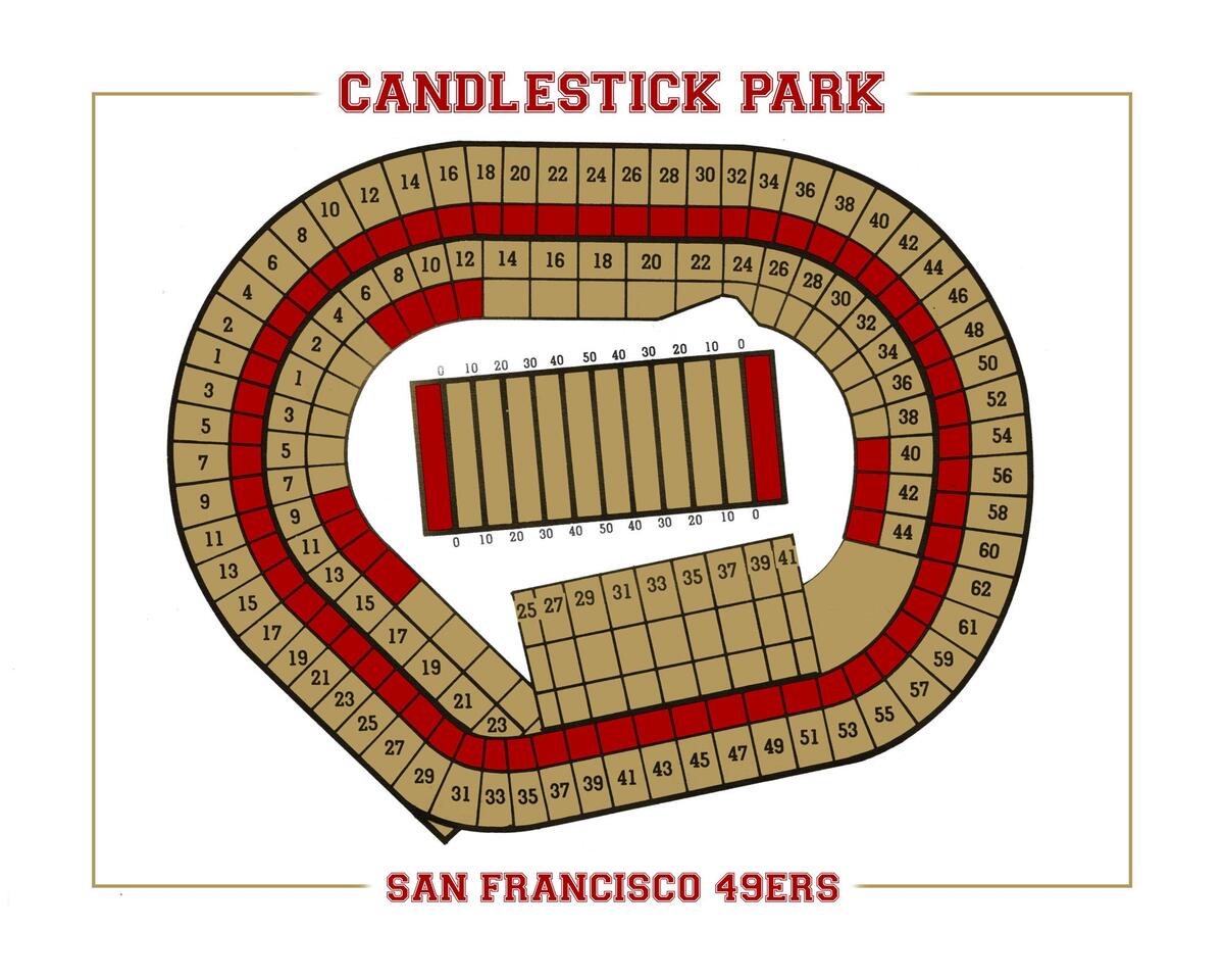 Vintage Candlestick Park Seating Chart Print San Francisco 49ers Etsy Finland