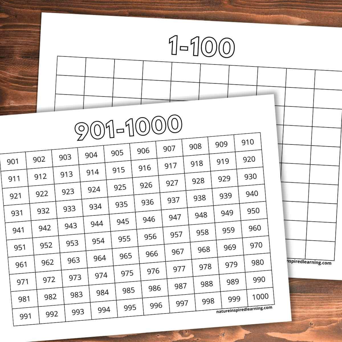 Free Printable Number Chart 1 To 1000 PDF Alien Schooler