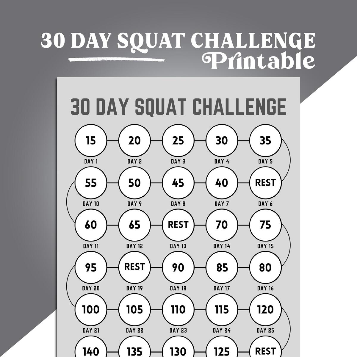30 Day Squat Challenge Printable Squat Tracker Core Fitness Squat Routine Tracker Printable Exercise Calendar Home Workout Program Etsy New Zealand