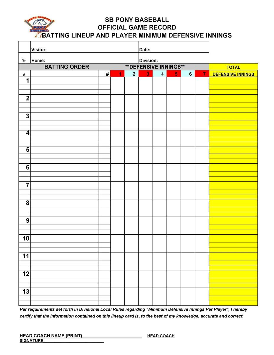 33 Printable Baseball Lineup Templates Free Download TemplateLab 33 Printable Baseball Lineup Templates Free Download TemplateLab