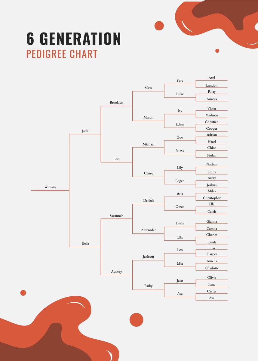 6 Generation Pedigree Chart In Illustrator PDF Download Template 6 Generation Pedigree Chart In Illustrator PDF Download Template