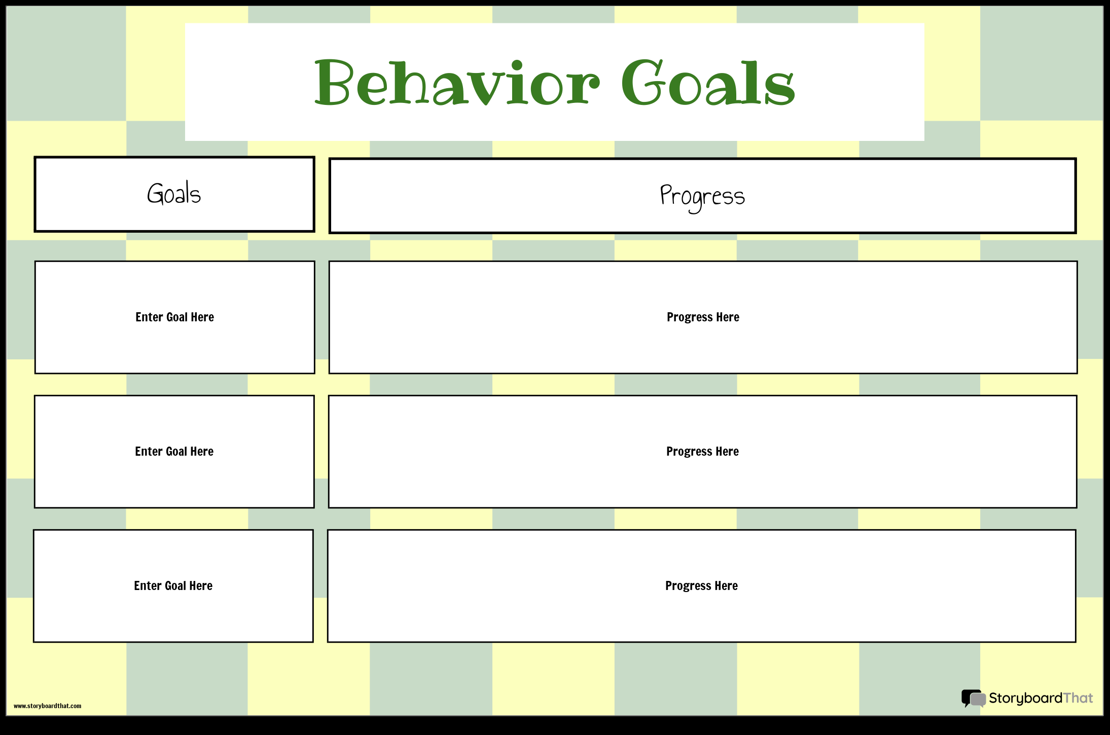 Behavior Goal Progress Storyboard By Poster Templates