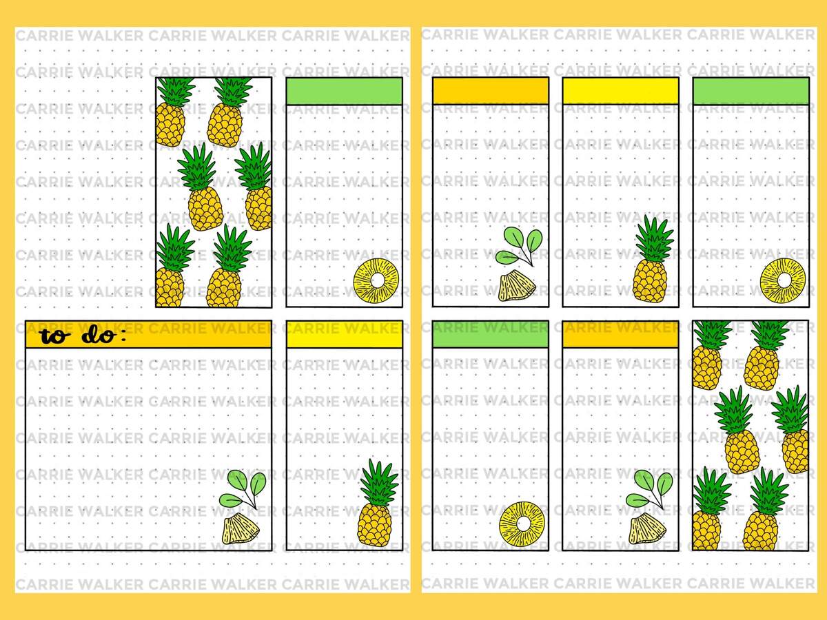 BLANK Pineapple Themed Bullet Journal Spreads PDF Etsy BLANK Pineapple Themed Bullet Journal Spreads PDF Etsy