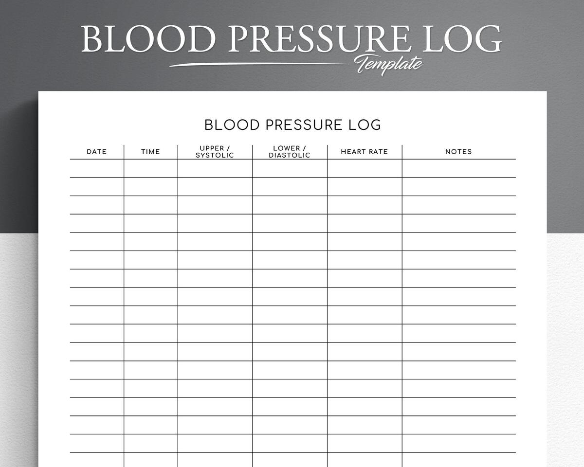 Blood Pressure Log Etsy