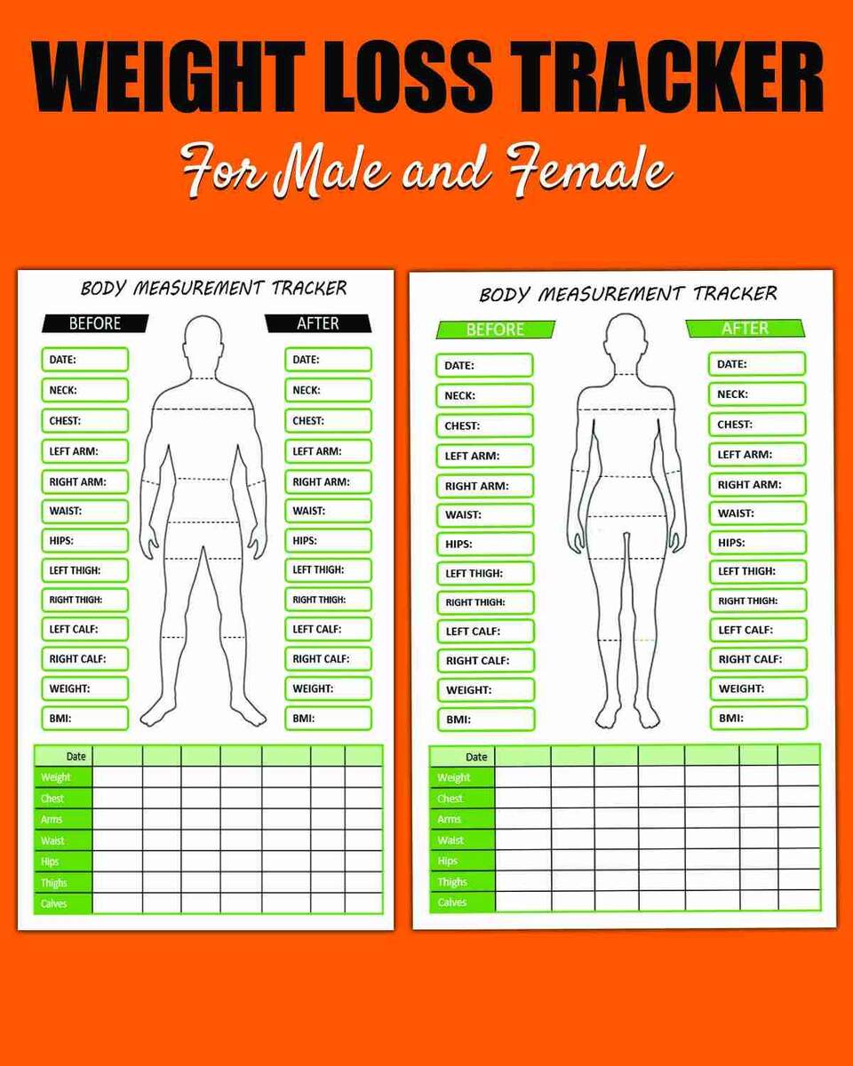 Body Size Chart Template Body Measurement Tracker Printable Weight Loss Progress PDF Etsy