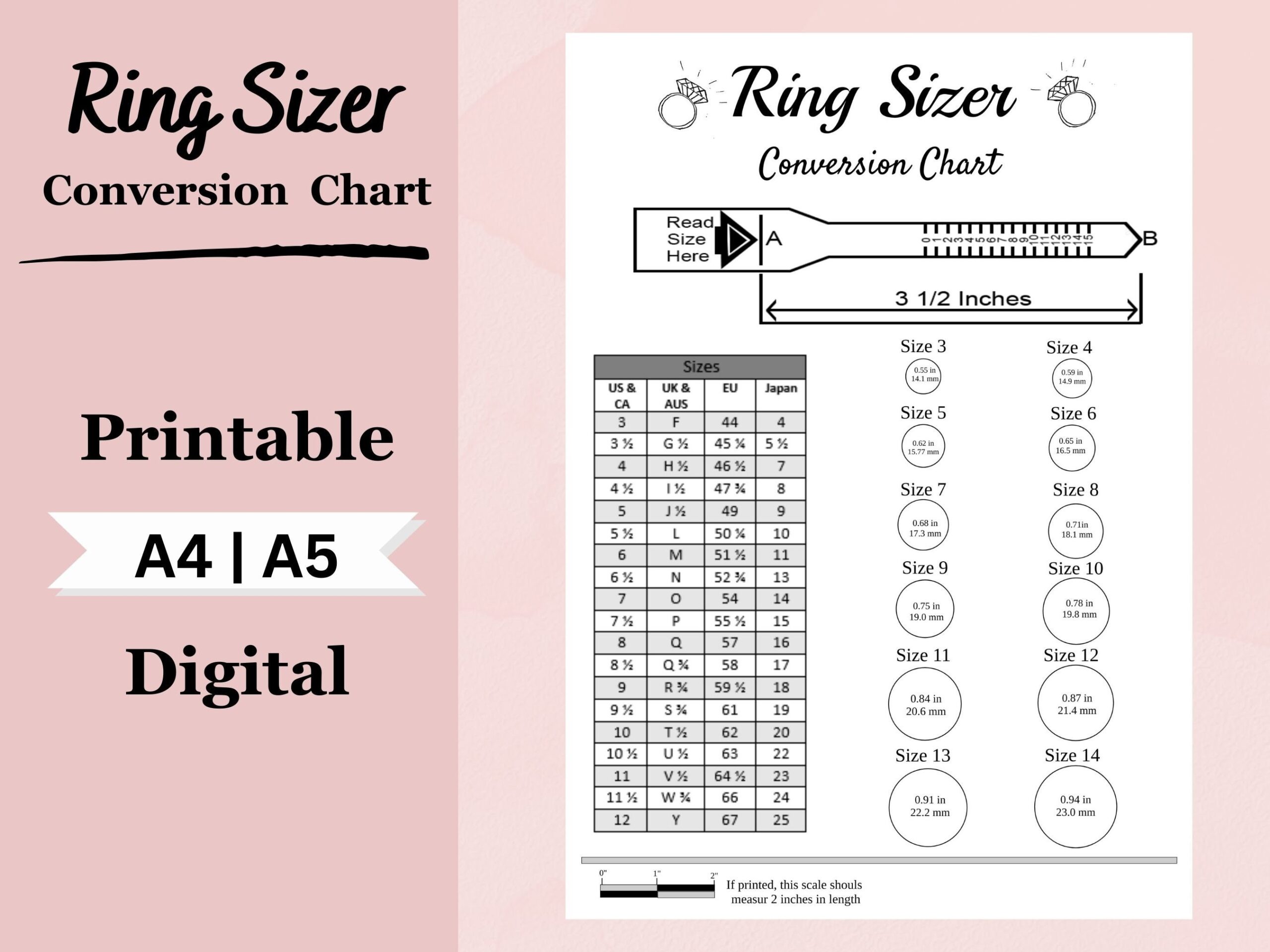 Buy Ring Size Chart Printable Ring Sizer Conversion De Taille De Bague International Ring Size Finder Measure Ring Size Instant Download Online In India Etsy