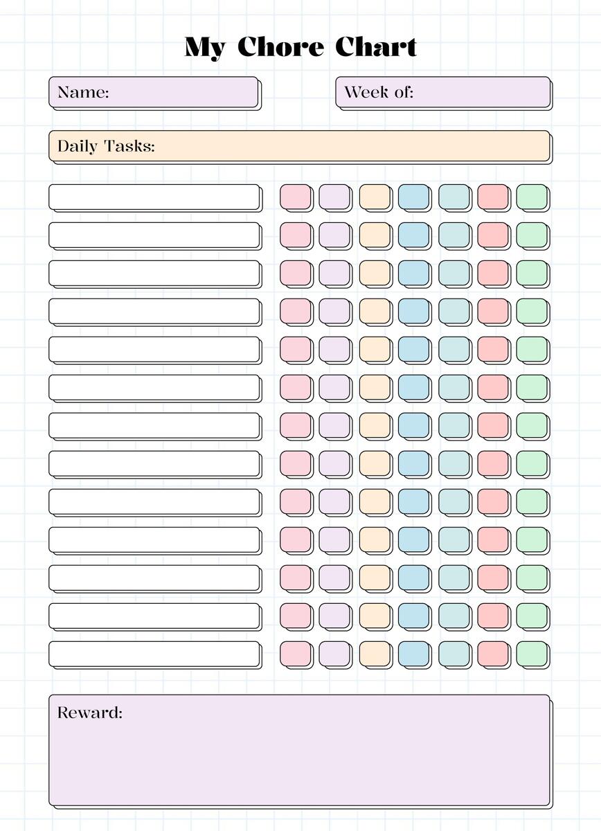 Chore Chart Free Google Docs Template Gdoc io