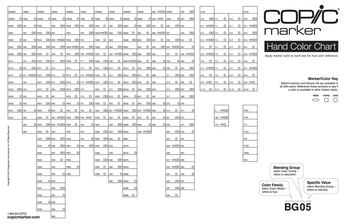 Copic Color Swatch Cards Printable Marker Color Copic Color Swatch Cards Printable Copic Hex Chart