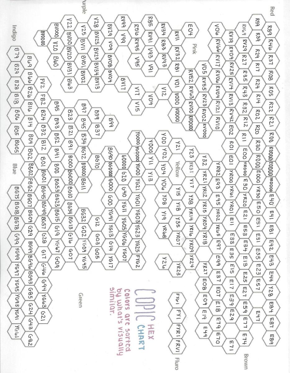 COPIC HEX CHART Not Sure How Long It Ll Stay Up Get It While You Can Filled It In Myself Haha DM ME FOR THIS IF YOU HAVE TROUBLE R Copic