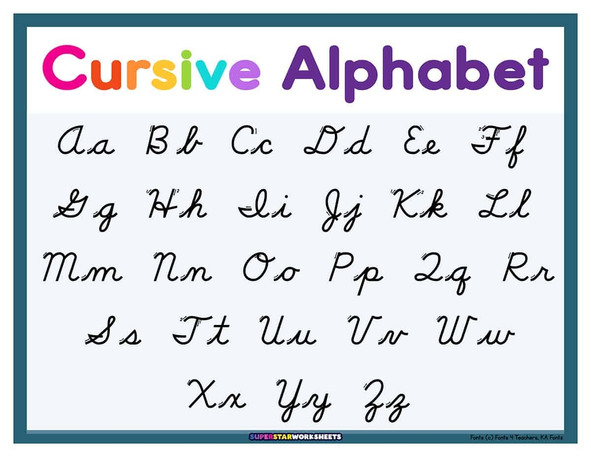 Cursive Alphabet Superstar Worksheets Modern Cursive Chart TCR7641 Teacher Created Resources
