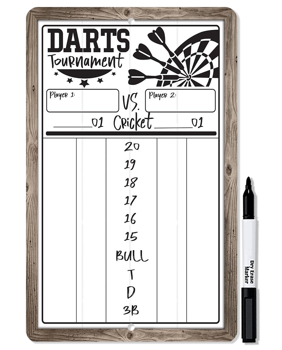 Dart Scoreboard White Dry Erase For Keeping Score In Games Cricket 301 Or 501 Metal Sign Metal Sign Lone Star Art 317455 Jpg