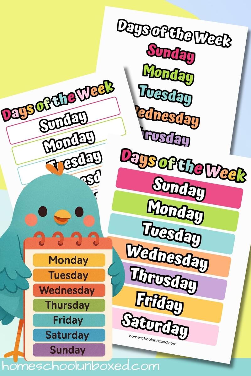 Days Of The Week Poster Free Printable Printable Party Favors