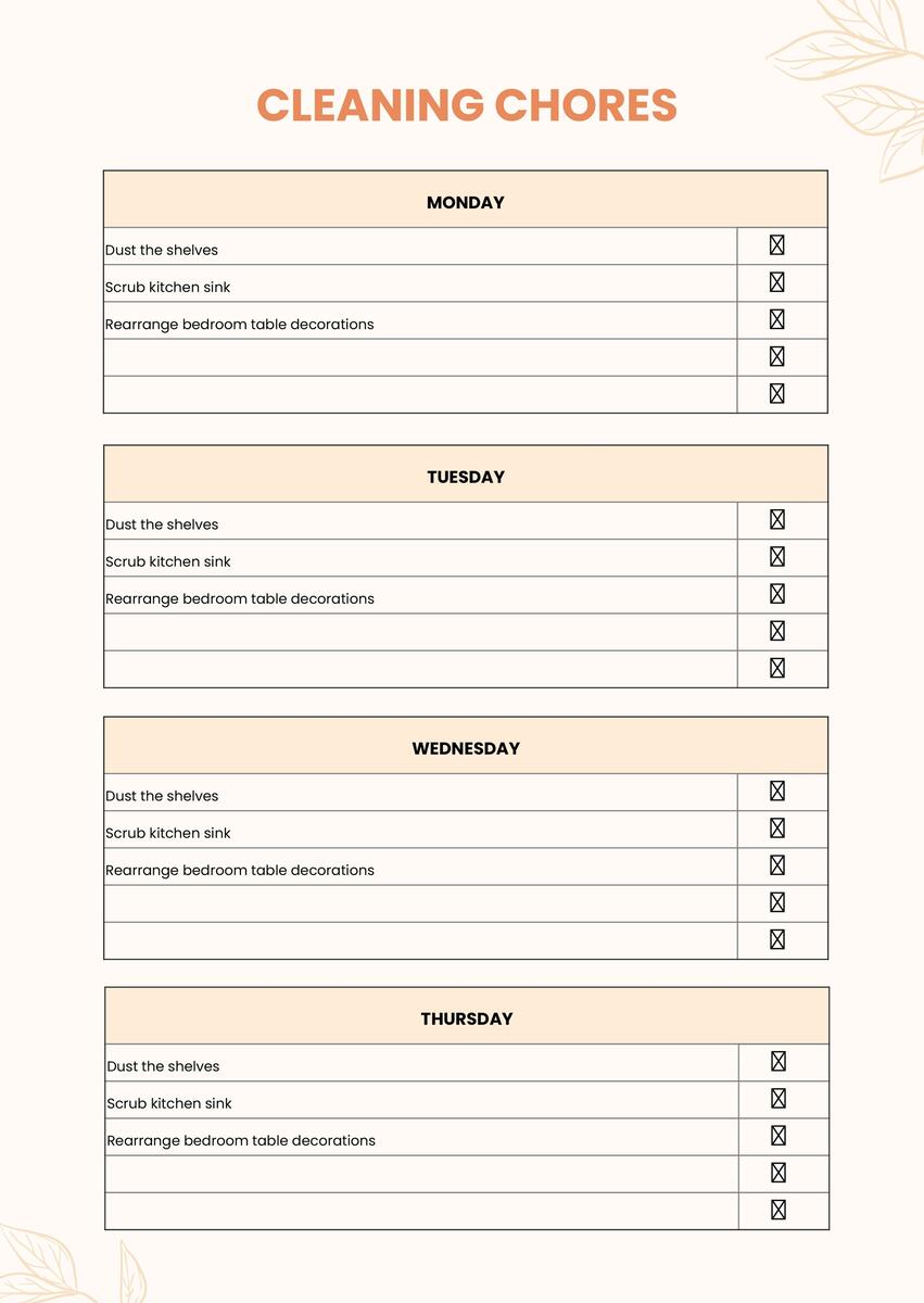 Editable Chore Chart Templates In Google Docs To Download Editable Chore Chart Templates In Google Docs To Download
