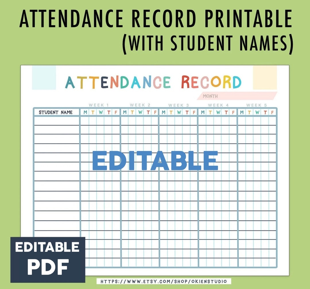 Editable Homeschool Attendance Sheet Teacher Log Editable PDF Etsy Editable Homeschool Attendance Sheet Teacher Log Editable PDF Etsy