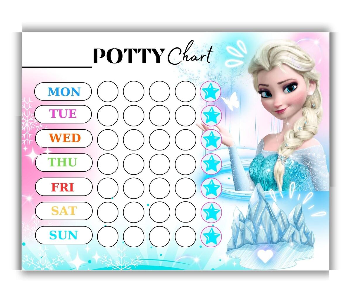 Elsa Reward Chart For Kids Frozen Potty Training Toilet Tracker Printable Digital Download Etsy