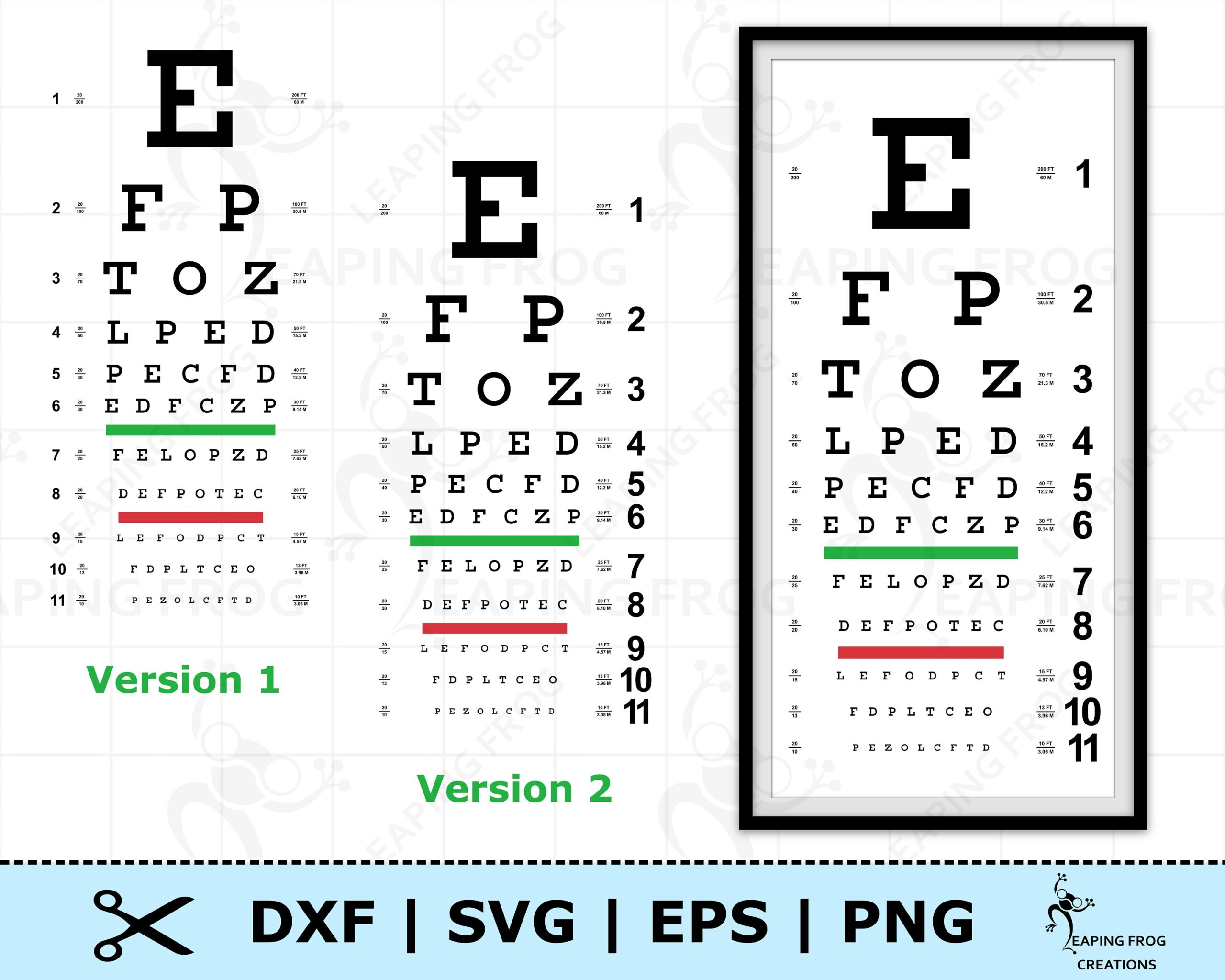Eye Chart To Print PNG DXF SVG Eps Cricut Cut Files Silhouette Files Included Digital Instant Download Eye Test Chart For Office Etsy Israel