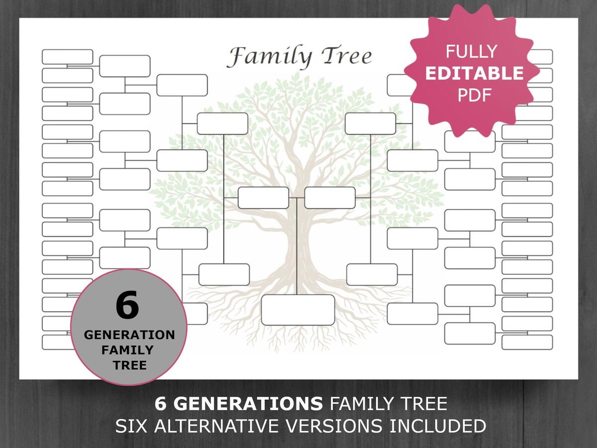 Family Tree Chart 6 Generation Printable And Editable Genealogy Template PDF Etsy Australia Family Tree Chart 6 Generation Printable And Editable Genealogy Template PDF Etsy Australia