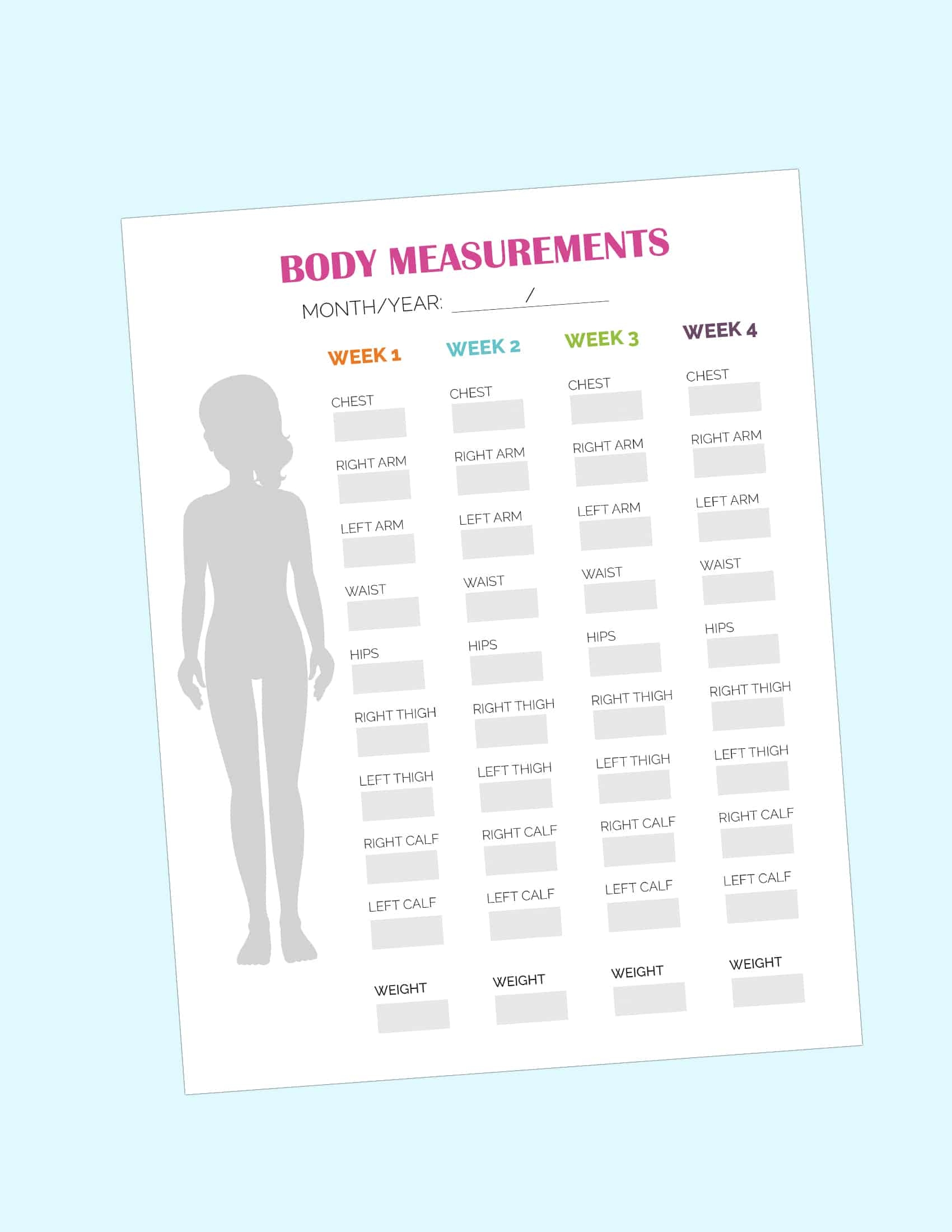 Female Printable Body Measurement Chart Female Printable Body Measurement Chart