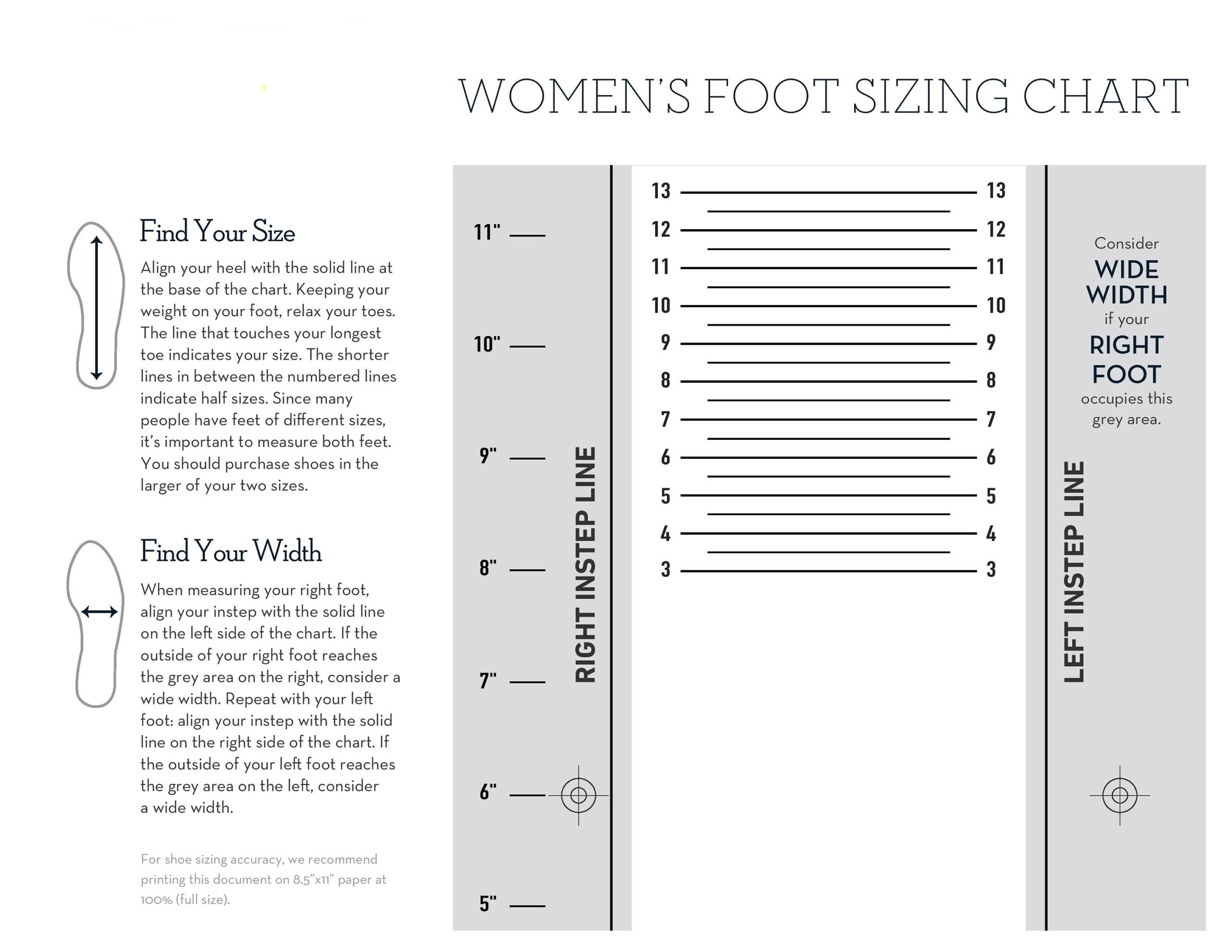 Foot Size Chart Women Men Kids Shoe Sizes Digital Download Etsy