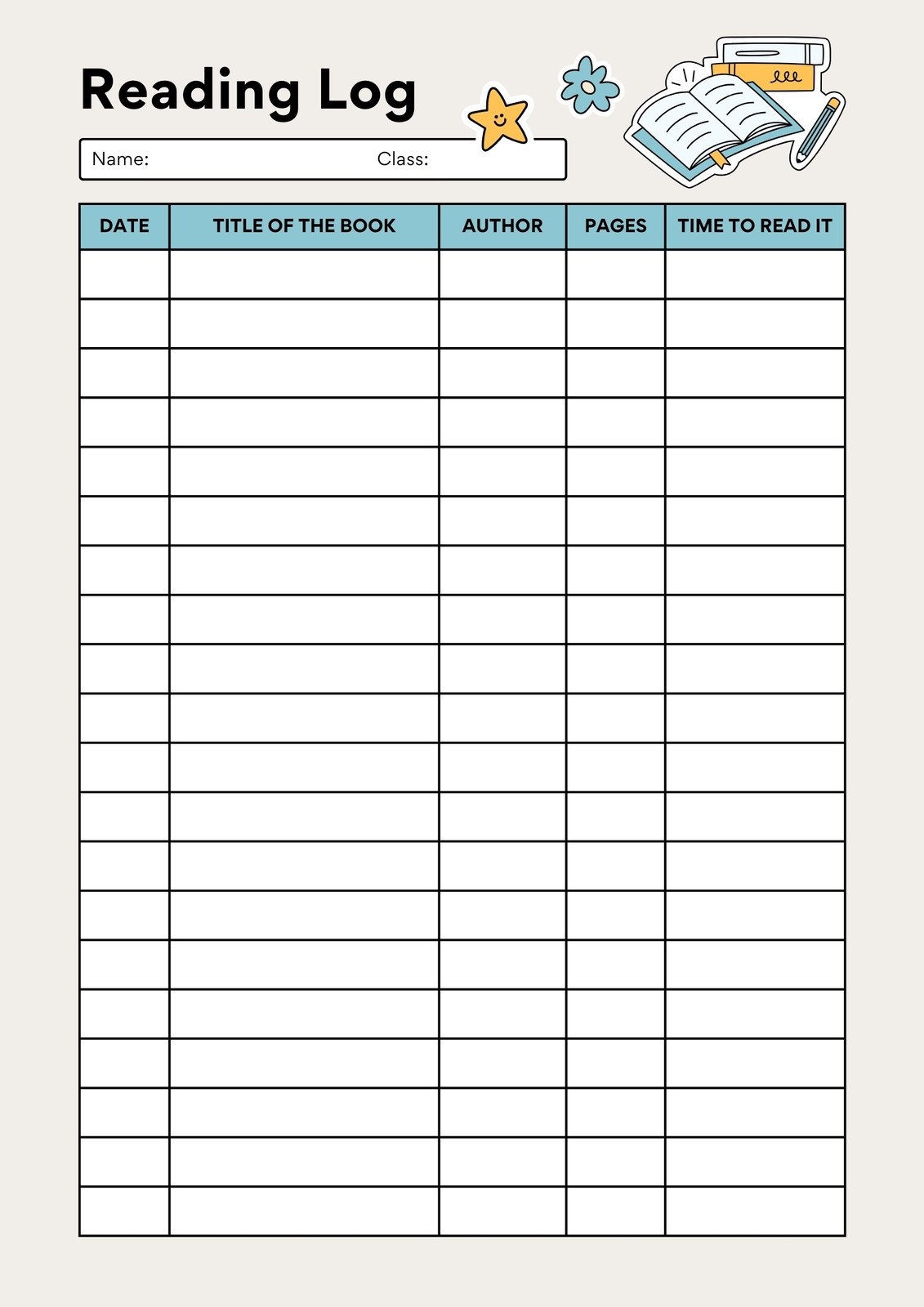 Free And Customizable Reading Log Templates