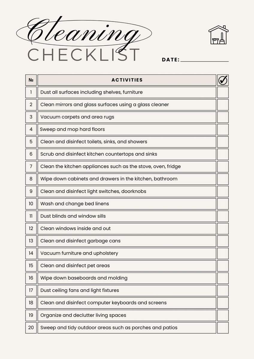 Free Printable Cleaning Checklist Templates Canva