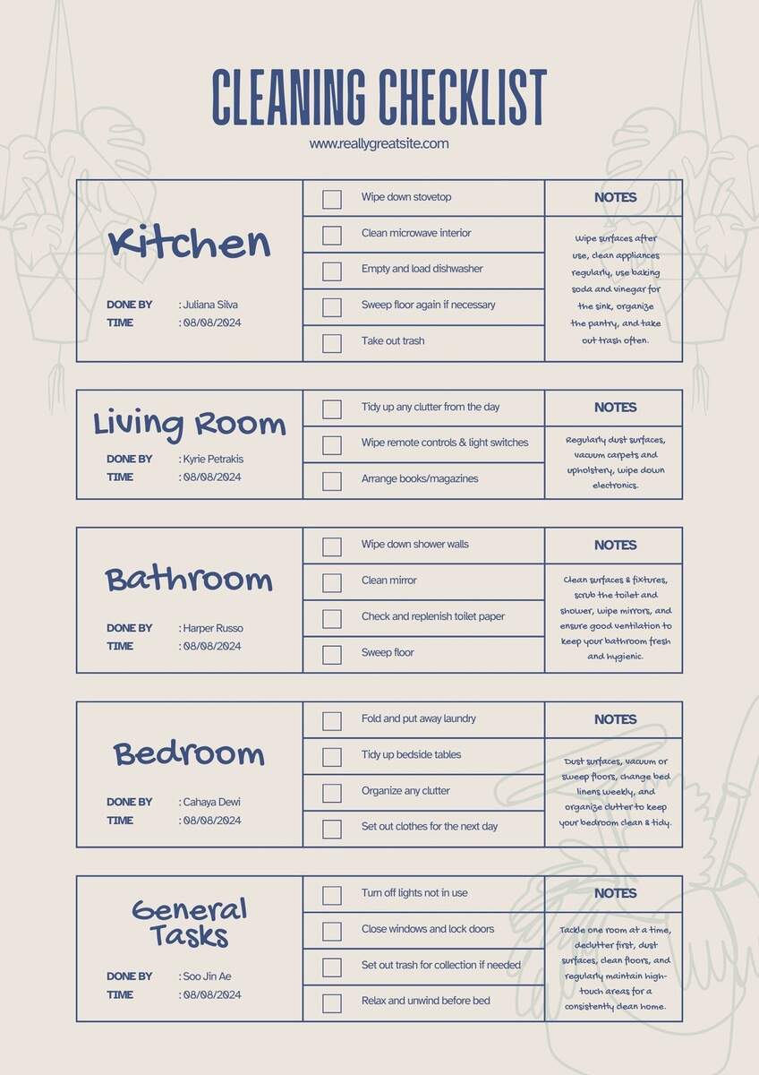 Free Printable Cleaning Checklist Templates Canva