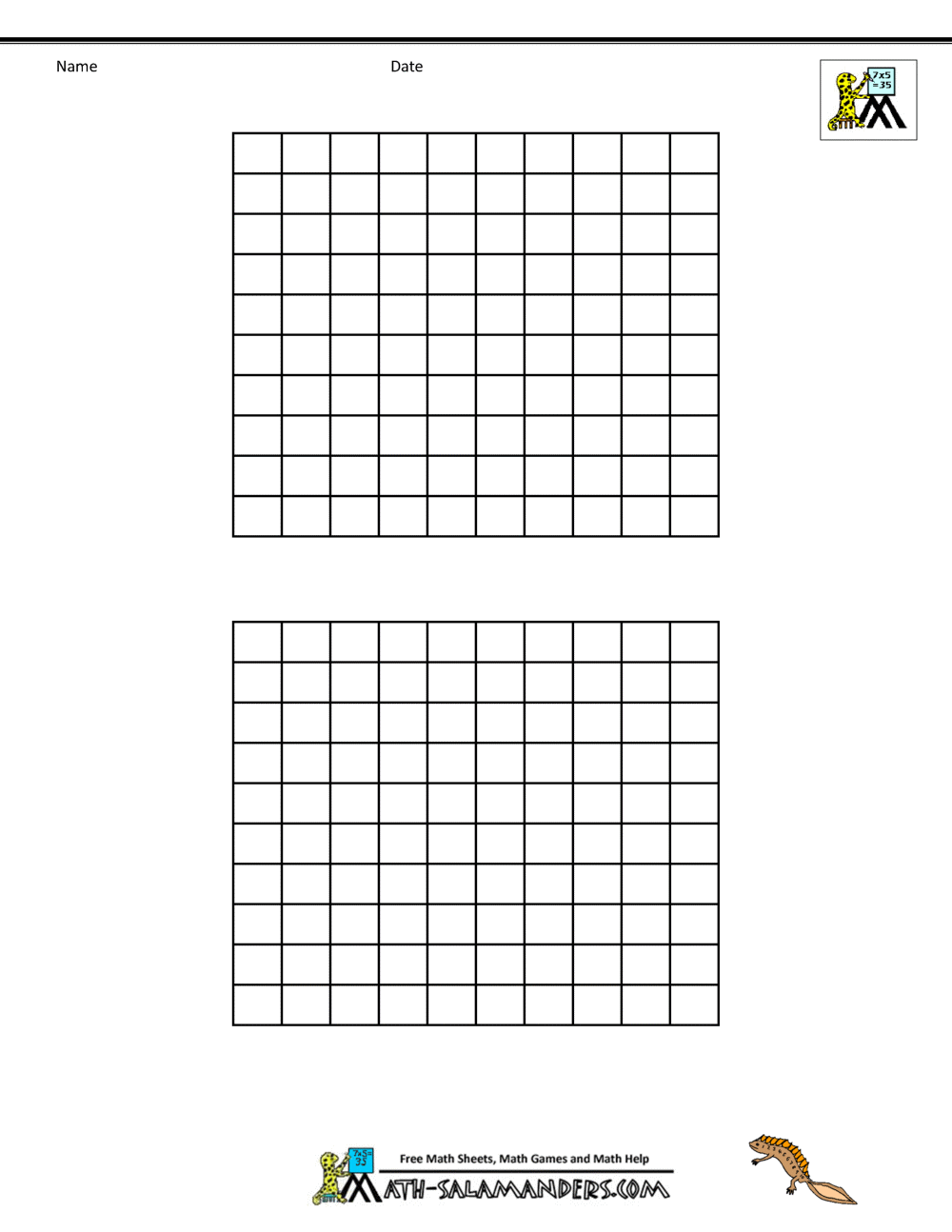 Blank Hundreds Chart Math Digital Printable Etsy Finland