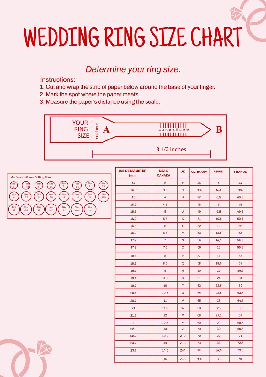 Free Printable Ring Ring Sizer For Women Printable Free Ring Sizer Online Wedding Ring Sizing Chart
