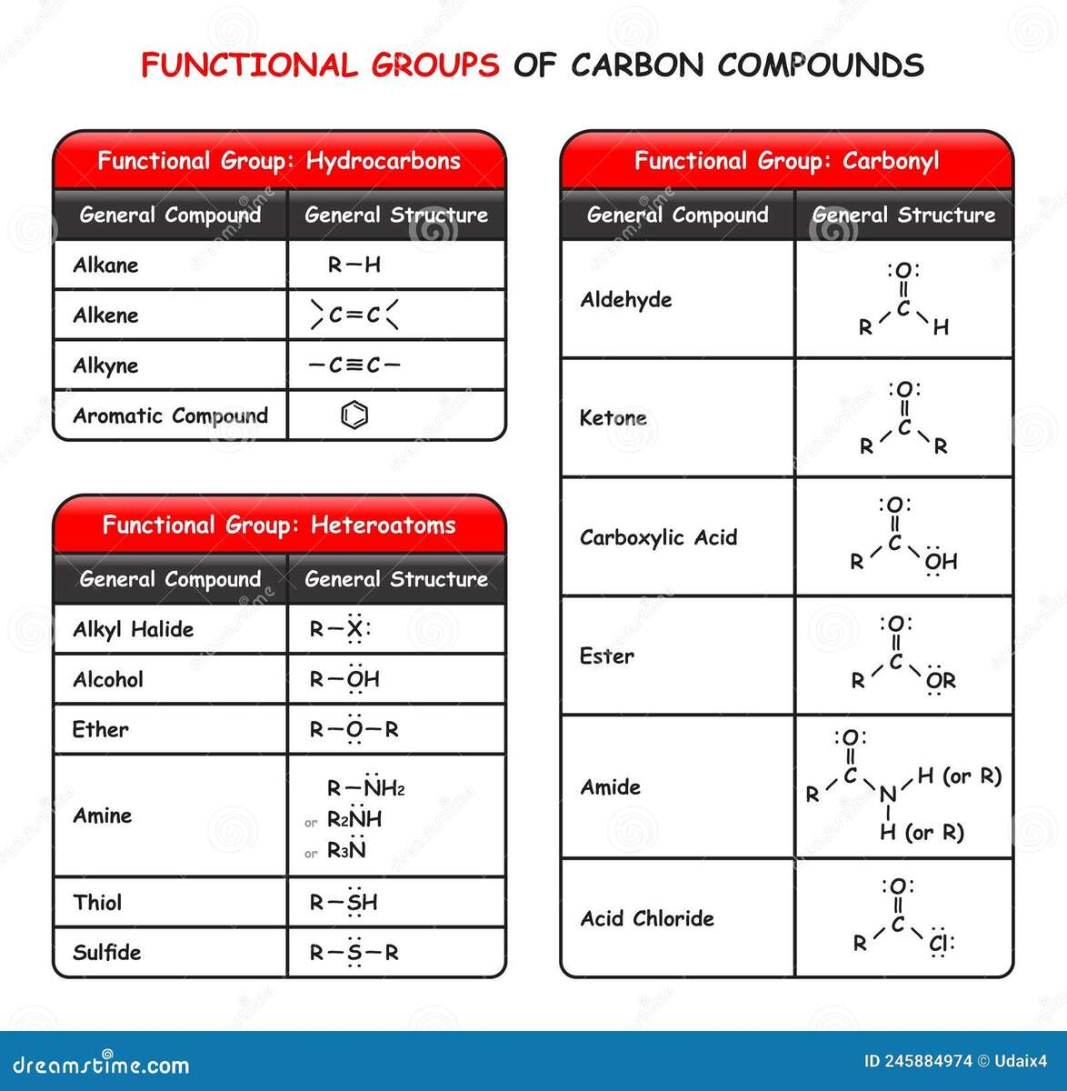 Functional Groups Of Carbon Compounds Infographic Diagram Stock Vector Illustration Of Diagram Ketone 245884974