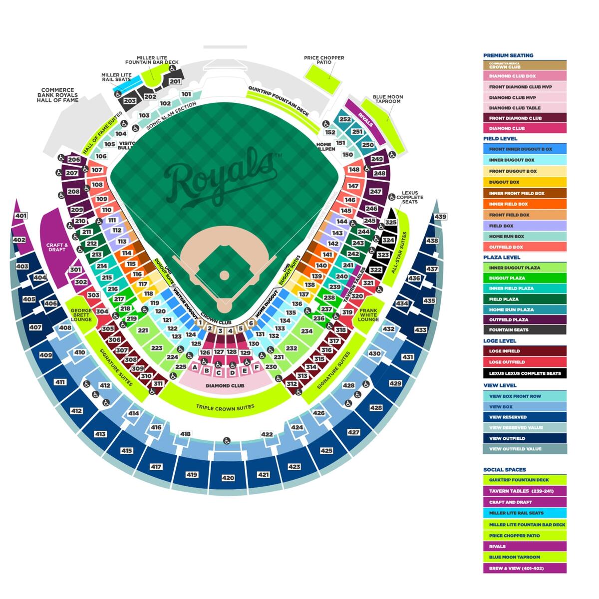 Kauffman Stadium Seating Map Kansas City Royals