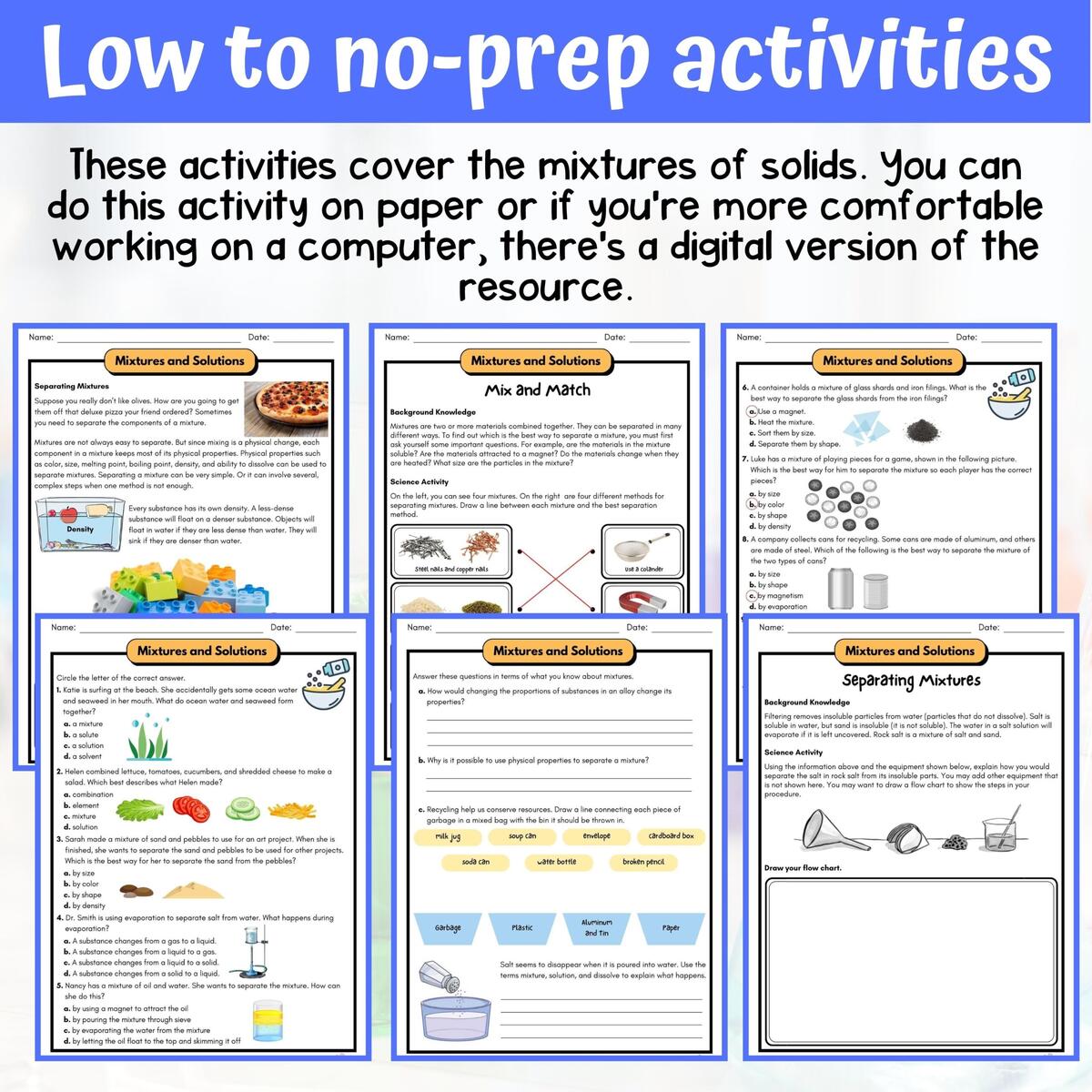 Mixtures And Solutions Anchor Chart Science Poster Reference Notebooks A Teacher S Wonderland