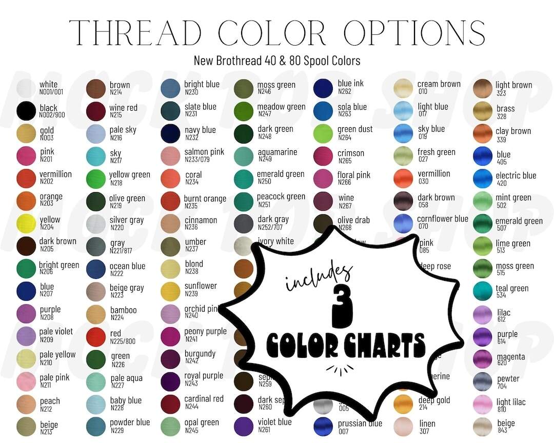 New Brothread 40 80 Thread Colors Editable Embroidery Thread Color Chart Canva Template Etsy