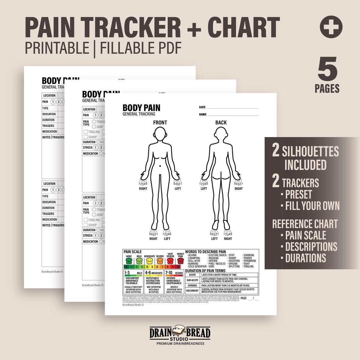Pain Assessment Card Etsy Pain Assessment Card Etsy