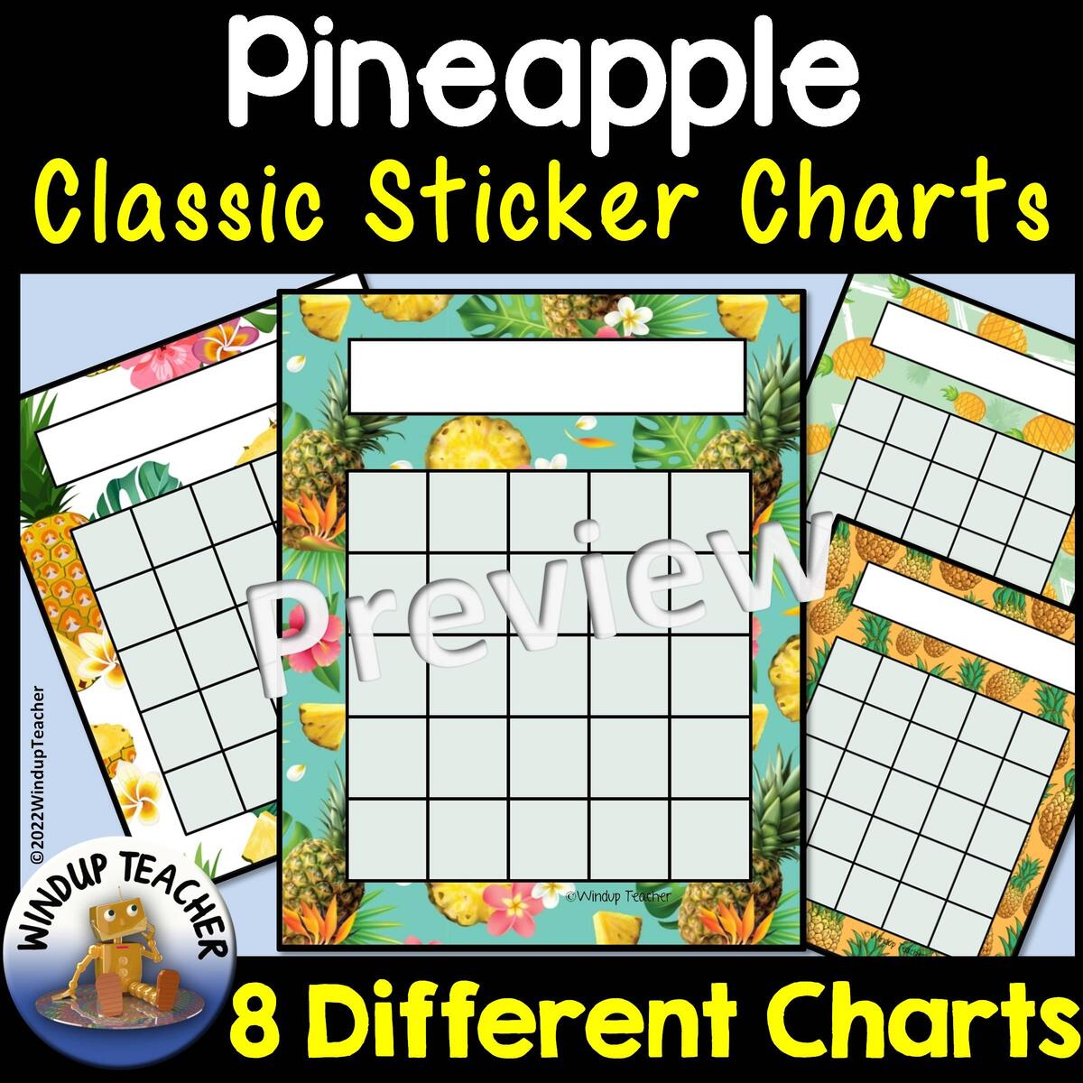 Pineapple Classic Sticker Charts Made By Teachers BLANK Pineapple Themed Bullet Journal Spreads PDF Etsy