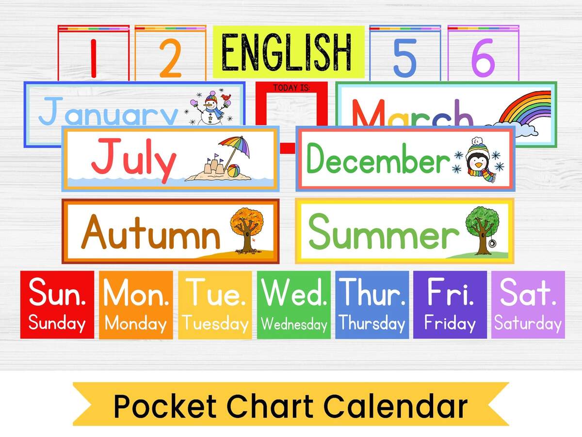 Pocket Calendar Kit For Kids Editable Pocket Chart Cards Classroom Calendar Instant Digital Download Etsy
