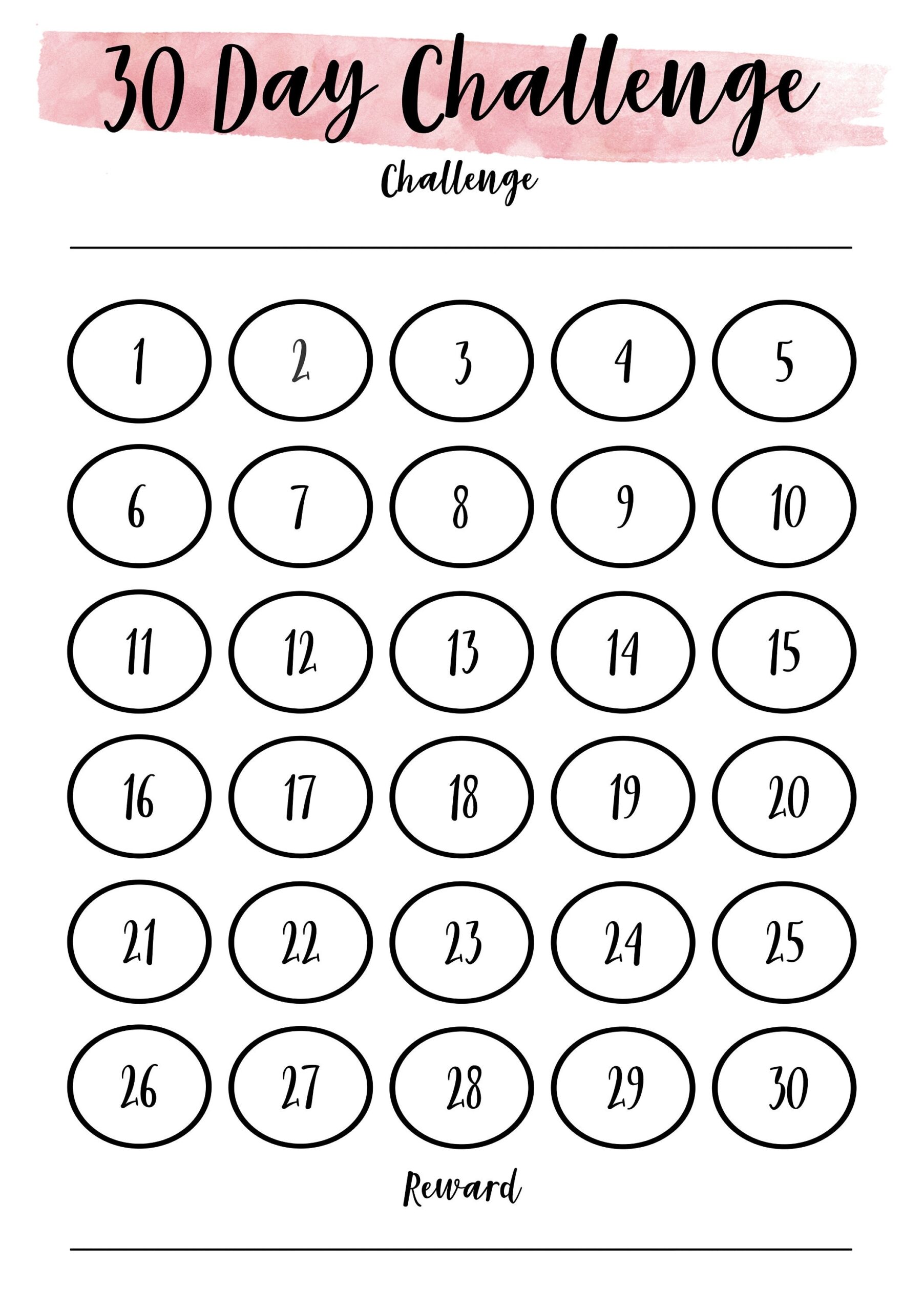 Printable 30 Day Challenge Chart Digital 30 Day Habit Tracker 30 Day Challenge Tracker Fitness Challenge Savings Challenge Work Out Etsy